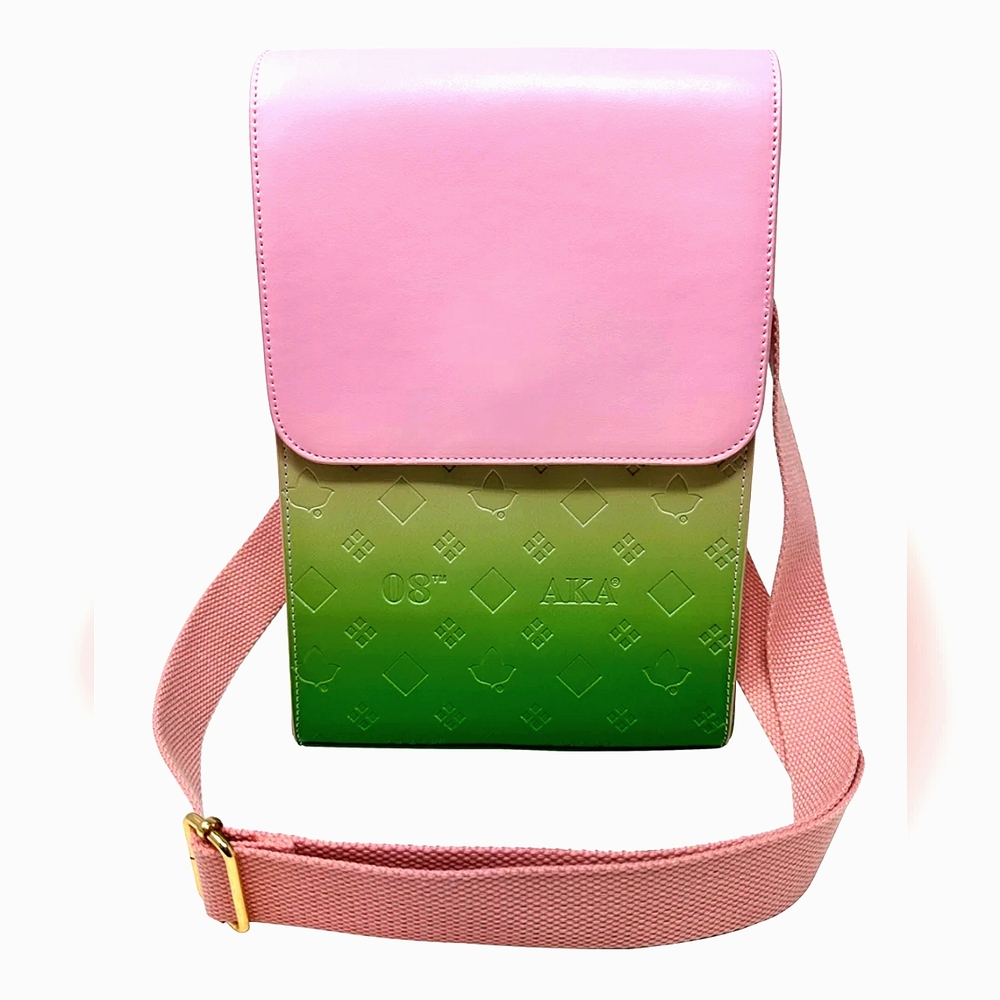 ALPHA KAPPA ALPHA SORORITY Pink & green ombre crossbody bag